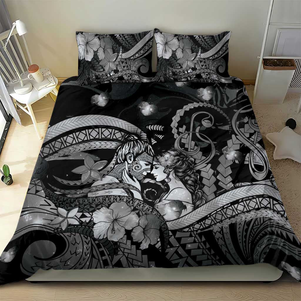 Maori Romantic Valentine Bedding Set The Hongi Kiss Black Galaxy DT05 - Polynesian Pride