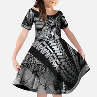 Personalised Maori Romantic Valentine Kid Short Sleeve Dress The Hongi Kiss Black Galaxy DT05 KID Black - Polynesian Pride