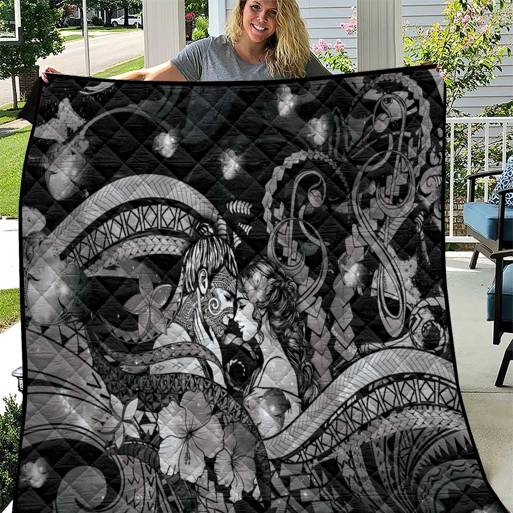 Maori Romantic Valentine Quilt The Hongi Kiss Black Galaxy DT05 Black - Polynesian Pride