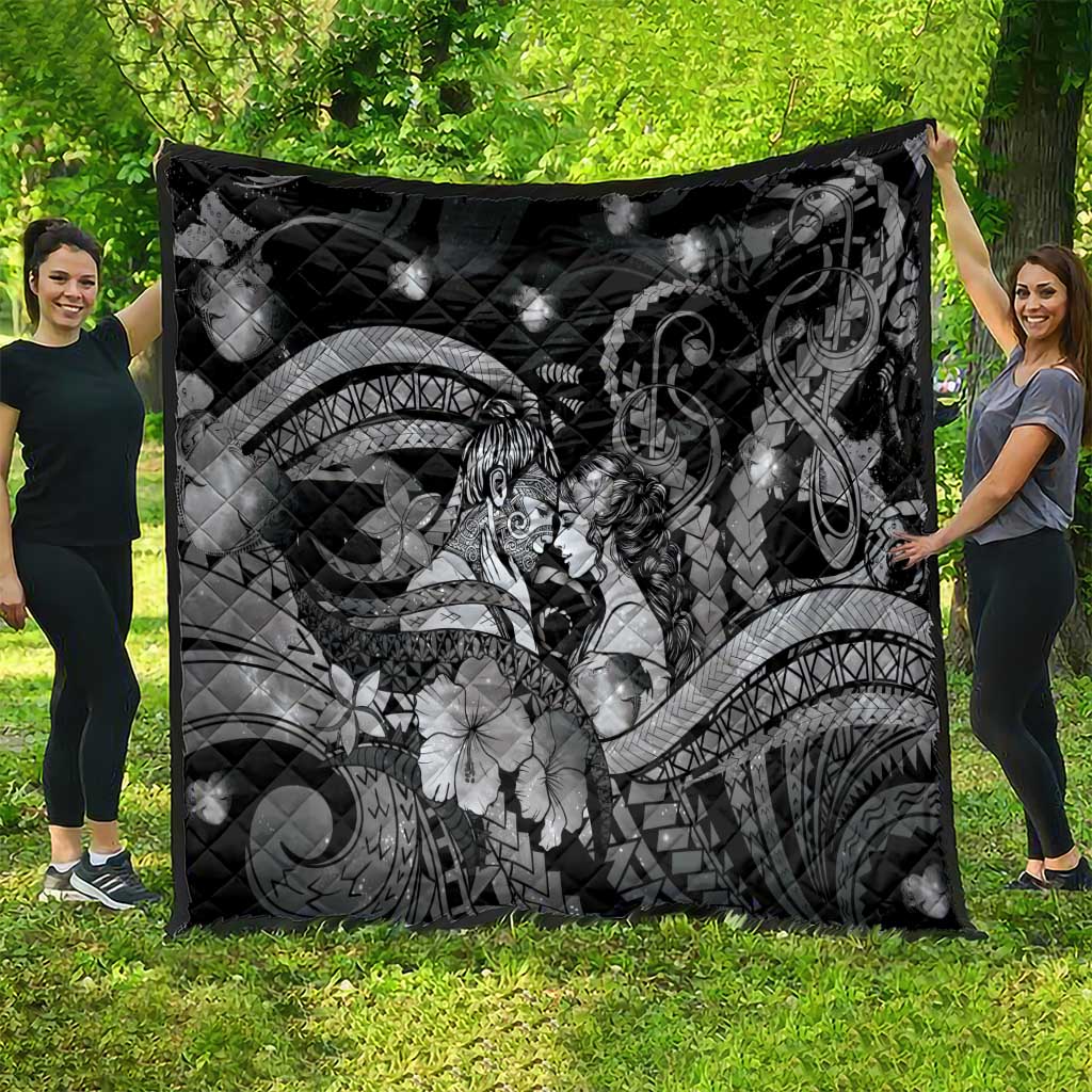 Maori Romantic Valentine Quilt The Hongi Kiss Black Galaxy DT05 - Polynesian Pride