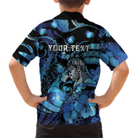 Personalised Maori Romantic Valentine Kid Hawaiian Shirt The Hongi Kiss Blue Galaxy DT05 - Polynesian Pride