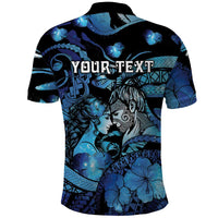 Personalised Maori Romantic Valentine Polo Shirt The Hongi Kiss Blue Galaxy DT05 - Polynesian Pride