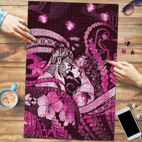 Maori Romantic Valentine Puzzle The Hongi Kiss Pink Galaxy DT05 Pink - Polynesian Pride