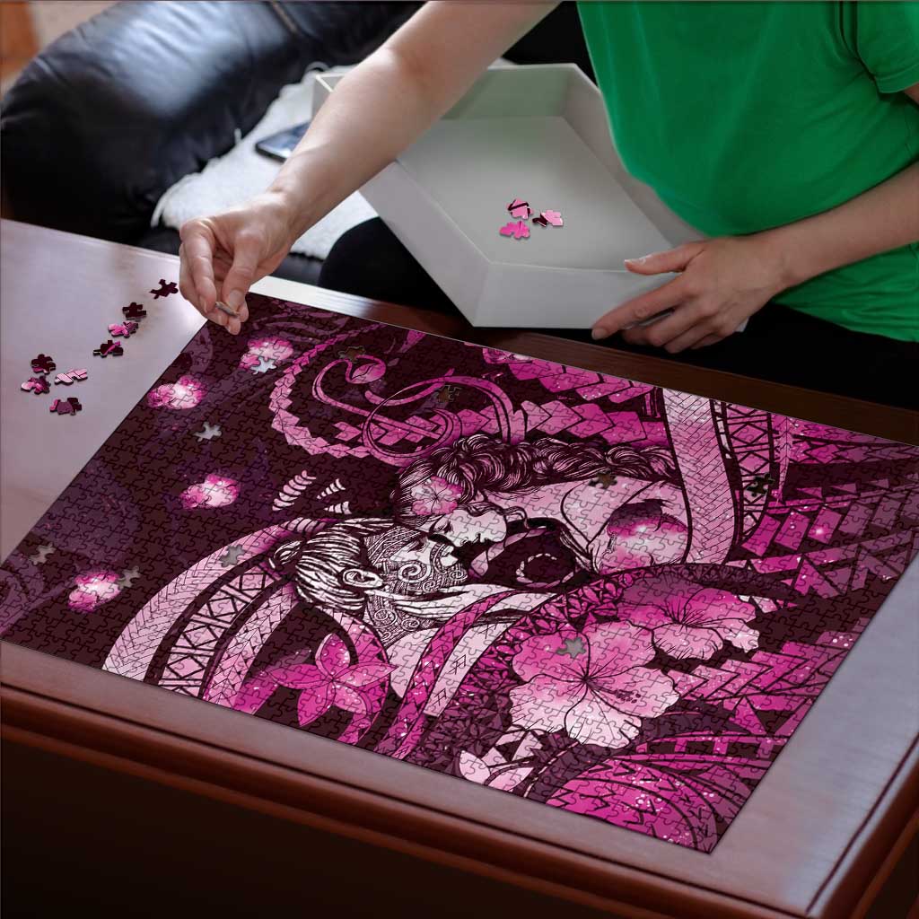 Maori Romantic Valentine Puzzle The Hongi Kiss Pink Galaxy DT05 - Polynesian Pride