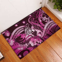 Maori Romantic Valentine Rubber Doormat The Hongi Kiss Pink Galaxy DT05 - Polynesian Pride