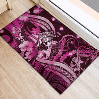 Maori Romantic Valentine Rubber Doormat The Hongi Kiss Pink Galaxy DT05 - Polynesian Pride