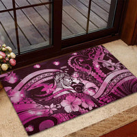 Maori Romantic Valentine Rubber Doormat The Hongi Kiss Pink Galaxy DT05 - Polynesian Pride