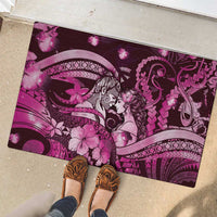 Maori Romantic Valentine Rubber Doormat The Hongi Kiss Pink Galaxy DT05 - Polynesian Pride