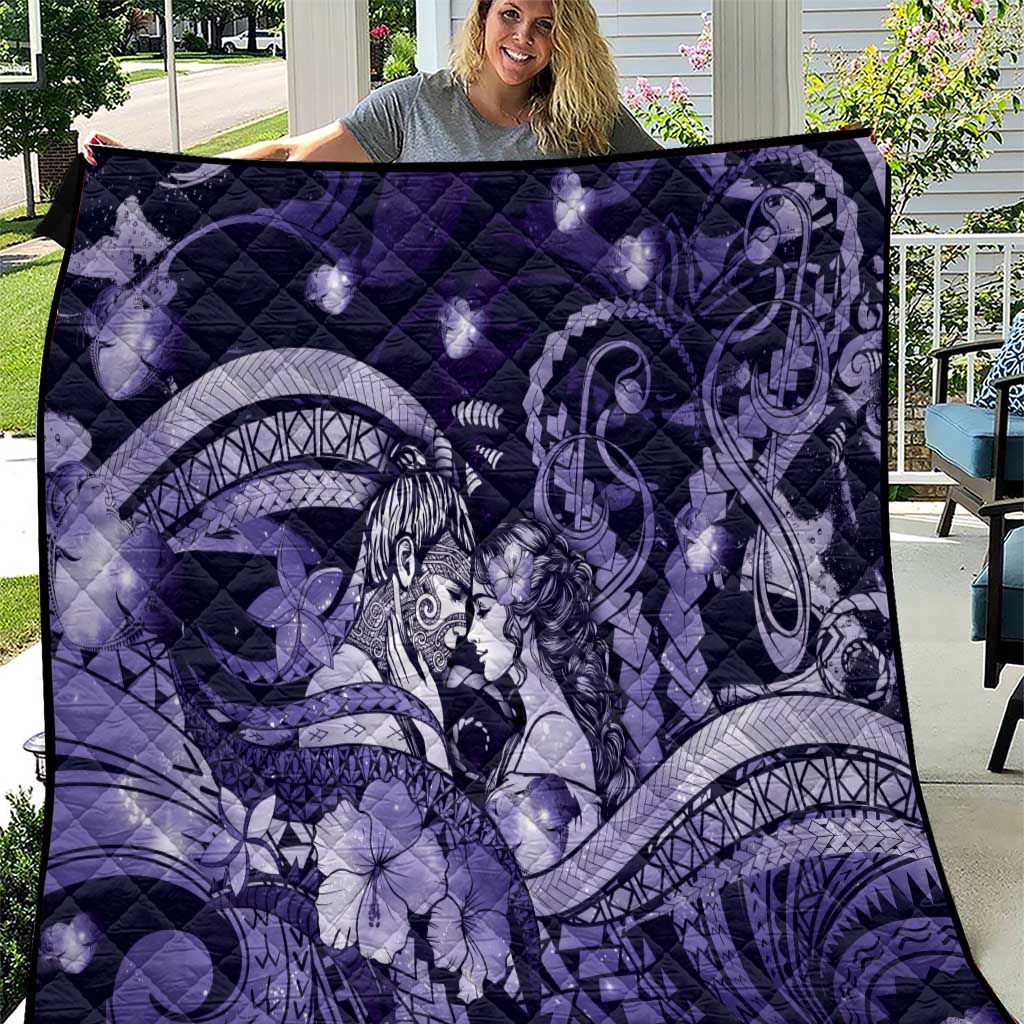 Maori Romantic Valentine Quilt The Hongi Kiss Purple Galaxy DT05 Purple - Polynesian Pride