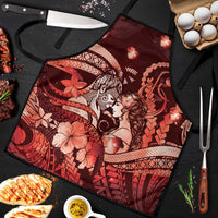 Maori Romantic Valentine Apron The Hongi Kiss Red Galaxy DT05 Red - Polynesian Pride