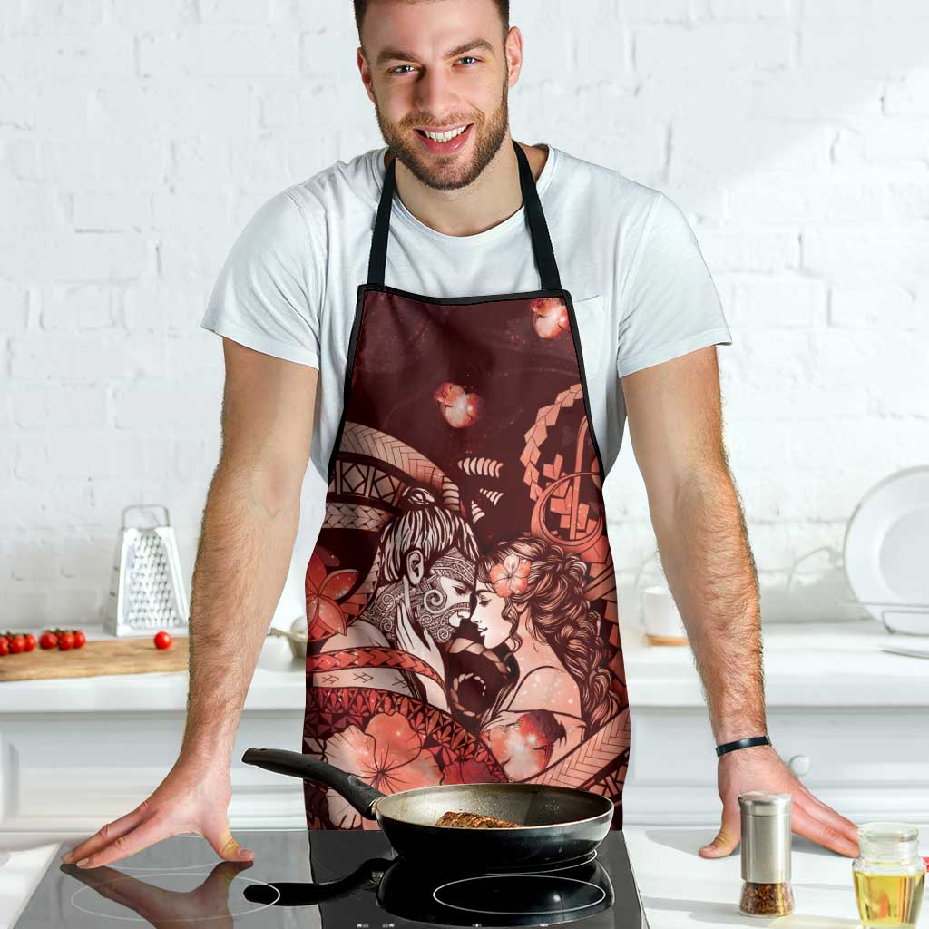 Maori Romantic Valentine Apron The Hongi Kiss Red Galaxy DT05 - Polynesian Pride