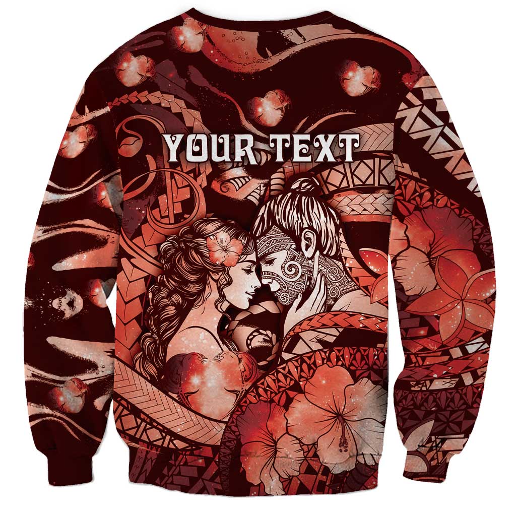 Personalised Maori Romantic Valentine Sweatshirt The Hongi Kiss Red Galaxy DT05 - Polynesian Pride