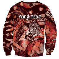 Personalised Maori Romantic Valentine Sweatshirt The Hongi Kiss Red Galaxy DT05 - Polynesian Pride