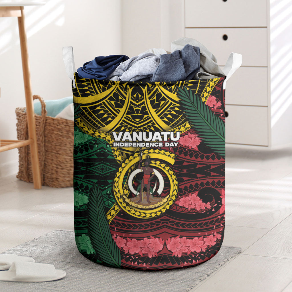 Vanuatu Independence Day Laundry Basket Boar Tusk Warrior Tribal Floral Patterns DT05 Multicolor - Polynesian Pride