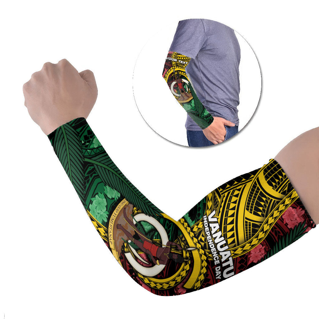 Personalised Vanuatu Independence Day Arm Sleeves Boar Tusk Warrior Tribal Floral Patterns DT05 Set of 2 Multicolor - Polynesian Pride