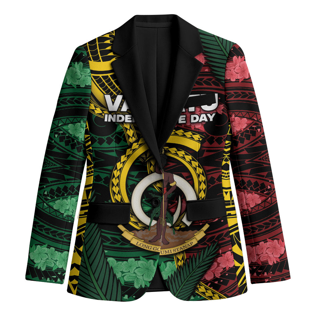 Personalised Vanuatu Independence Day Blazer Boar Tusk Warrior Tribal Floral Patterns DT05 Unisex Multicolor - Polynesian Pride