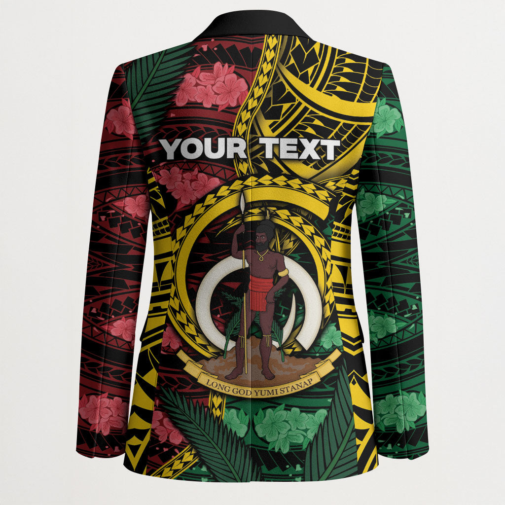 Personalised Vanuatu Independence Day Blazer Boar Tusk Warrior Tribal Floral Patterns DT05 - Polynesian Pride