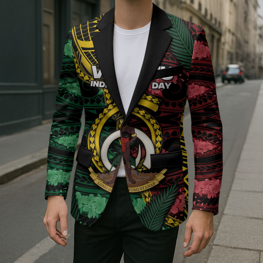 Personalised Vanuatu Independence Day Blazer Boar Tusk Warrior Tribal Floral Patterns DT05 - Polynesian Pride