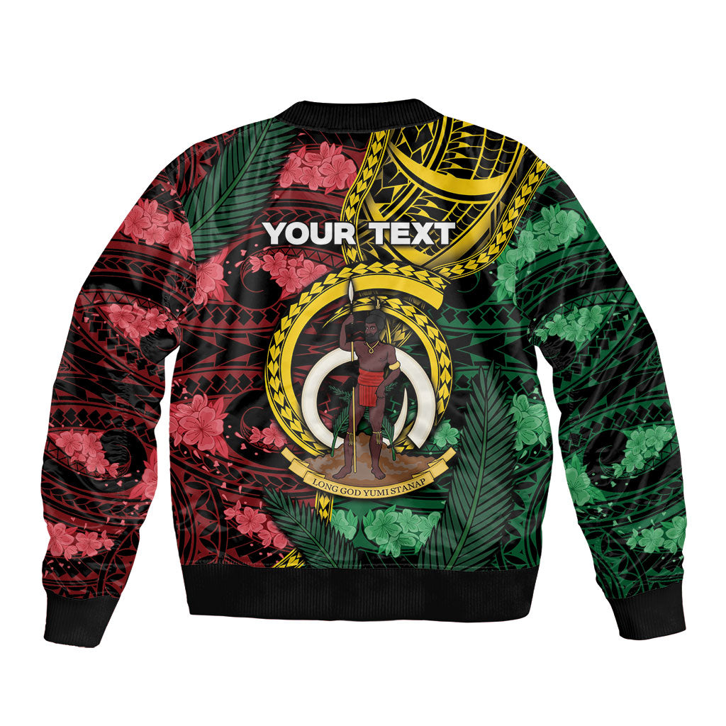 Personalised Vanuatu Independence Day Bomber Jacket Boar Tusk Warrior Tribal Floral Patterns DT05 - Polynesian Pride