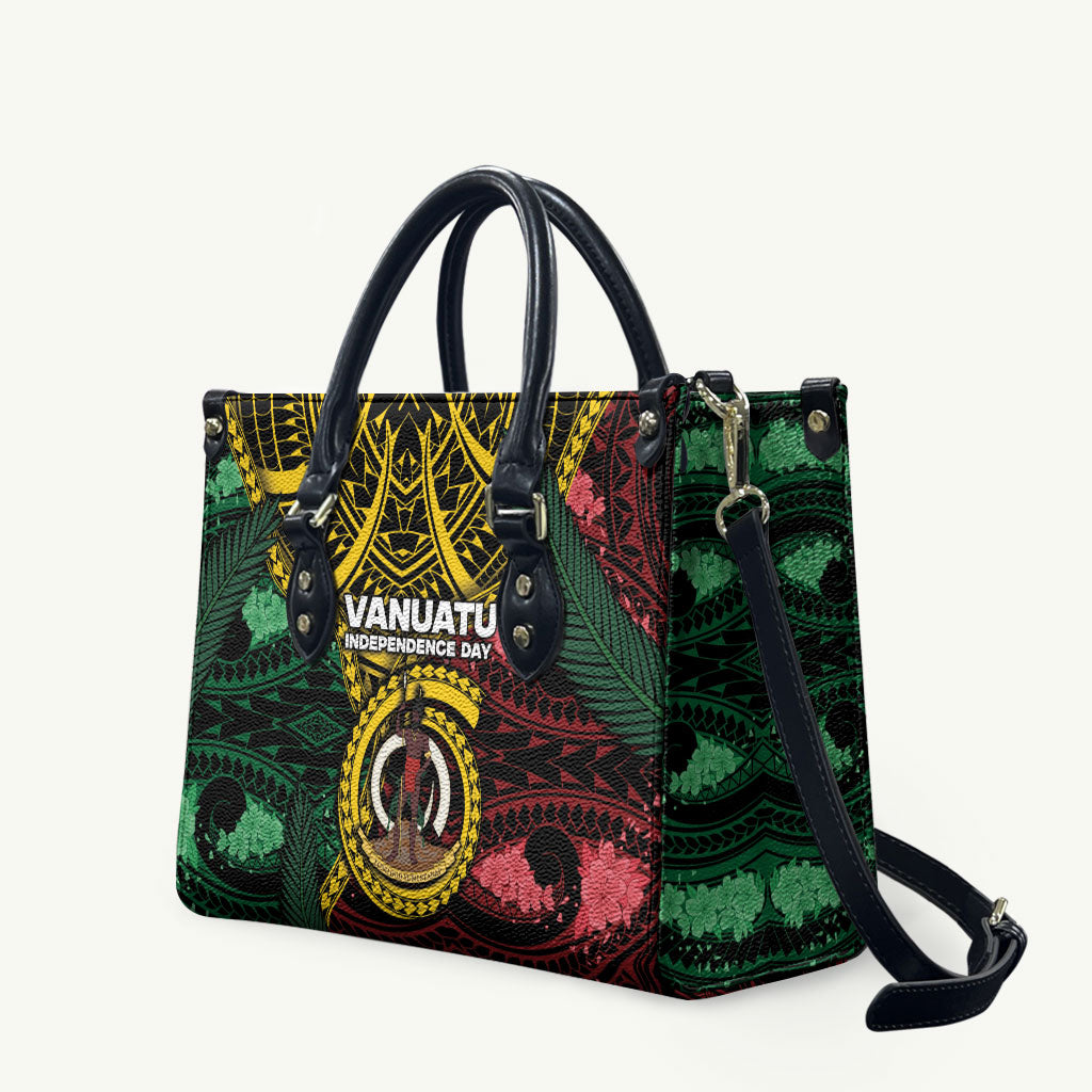Vanuatu Independence Day Leather Bag Boar Tusk Warrior Tribal Floral Patterns DT05 Multicolor - Polynesian Pride