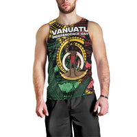 Personalised Vanuatu Independence Day Men Tank Top Boar Tusk Warrior Tribal Floral Patterns DT05 - Polynesian Pride