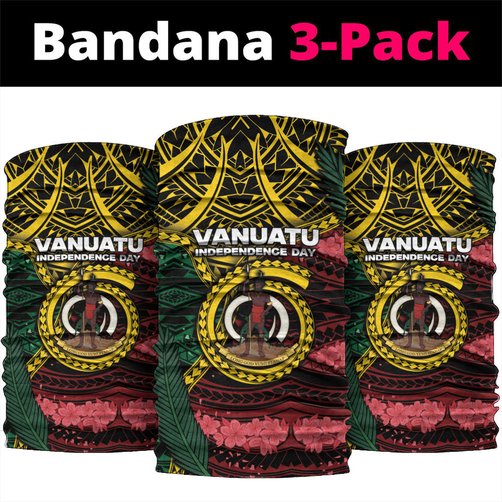 Vanuatu Independence Day Neck Gaiter Boar Tusk Warrior Tribal Floral Patterns DT05 package One Size: 25*50cm Multicolor - Polynesian Pride
