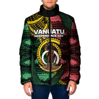 Personalised Vanuatu Independence Day Padded Jacket Boar Tusk Warrior Tribal Floral Patterns DT05 Men Multicolor - Polynesian Pride