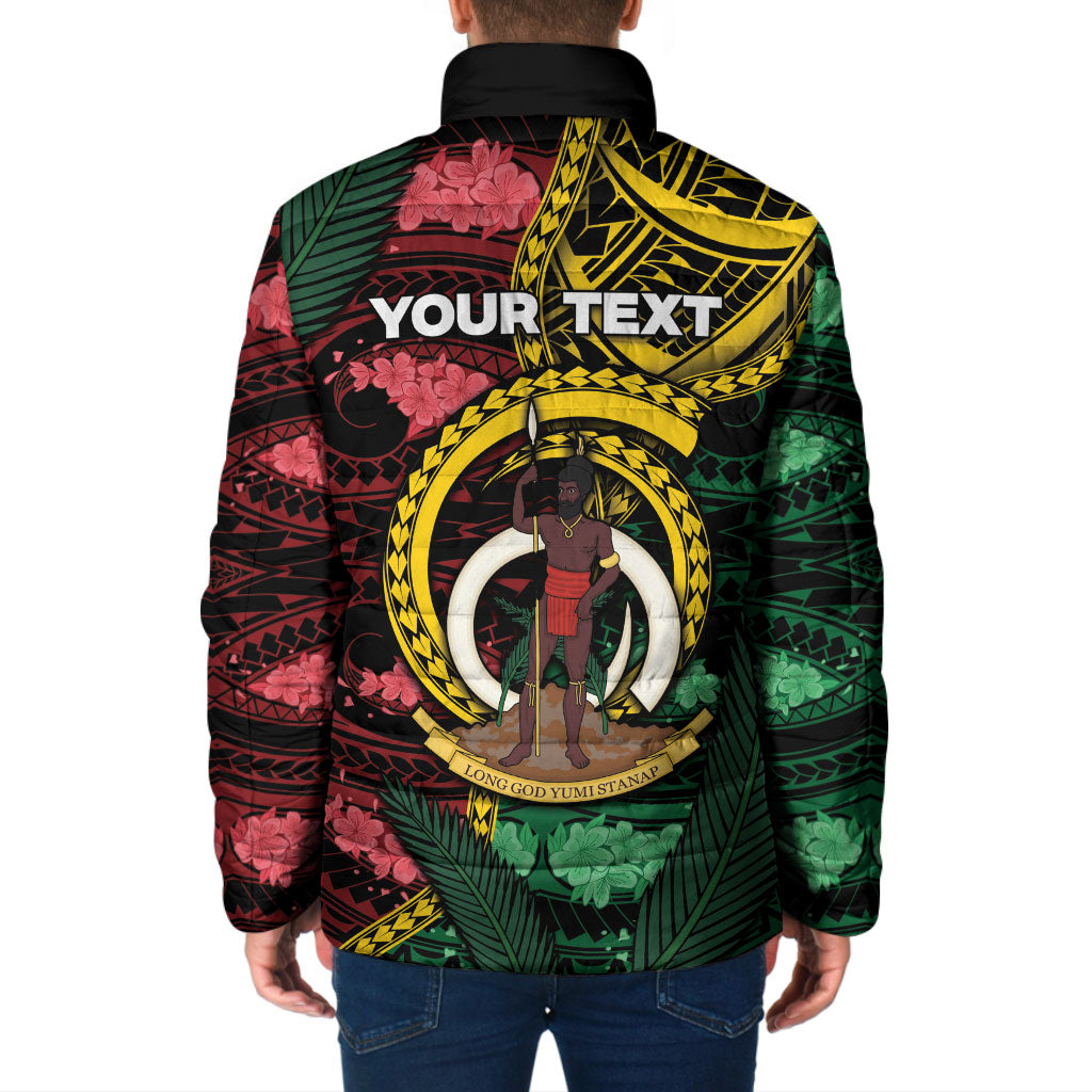 Personalised Vanuatu Independence Day Padded Jacket Boar Tusk Warrior Tribal Floral Patterns DT05 - Polynesian Pride