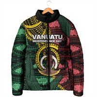 Personalised Vanuatu Independence Day Padded Jacket Boar Tusk Warrior Tribal Floral Patterns DT05 - Polynesian Pride