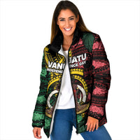 Personalised Vanuatu Independence Day Padded Jacket Boar Tusk Warrior Tribal Floral Patterns DT05 Women Multicolor - Polynesian Pride