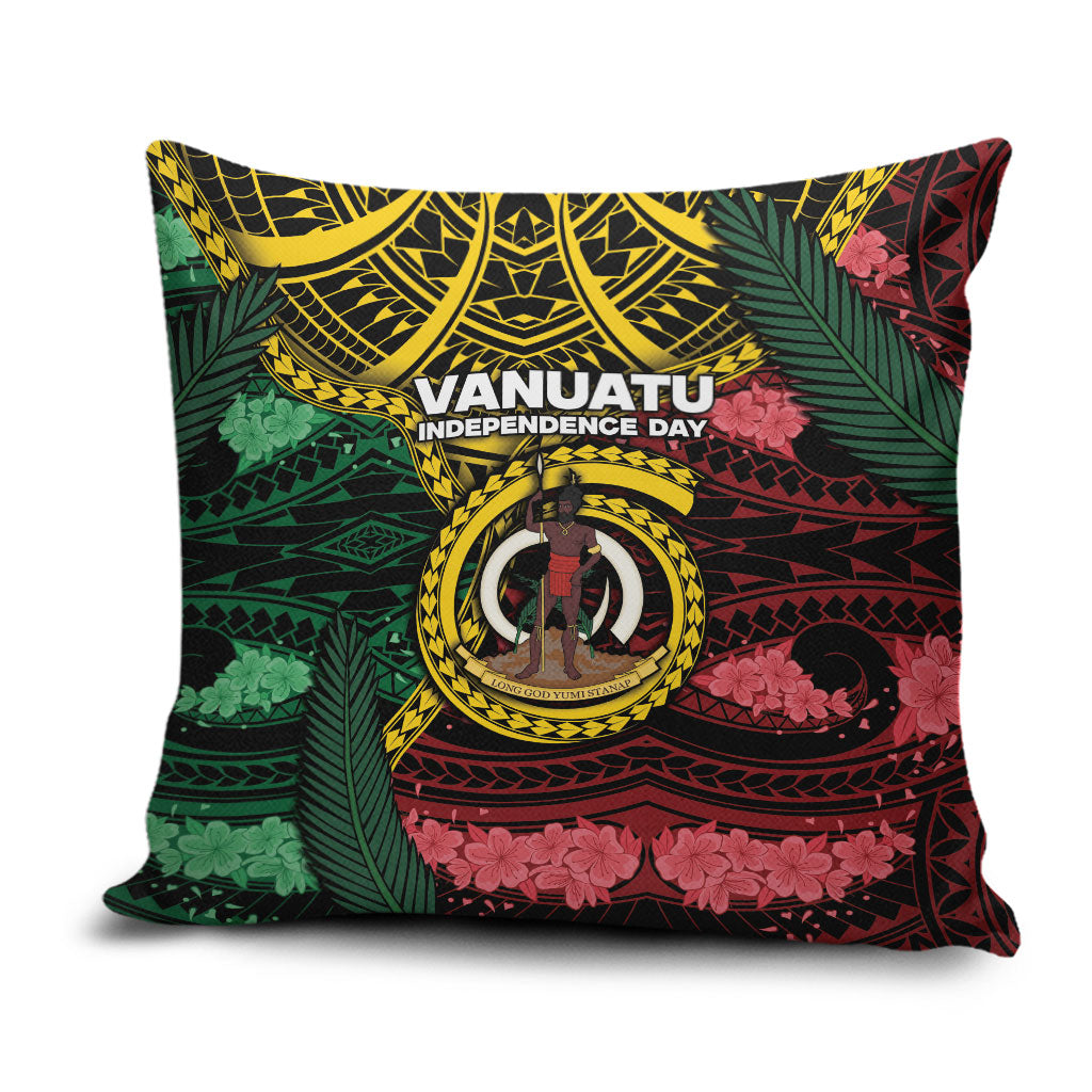 Vanuatu Independence Day Pillow Cover Boar Tusk Warrior Tribal Floral Patterns DT05 Multicolor - Polynesian Pride