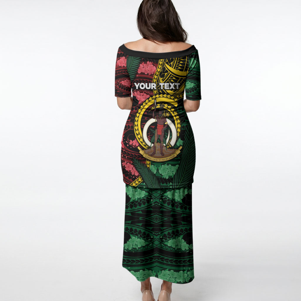 Personalised Vanuatu Independence Day Puletasi Boar Tusk Warrior Tribal Floral Patterns DT05 - Polynesian Pride