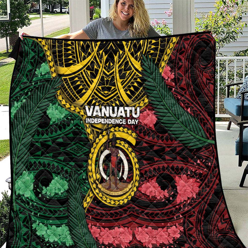 Vanuatu Independence Day Quilt Boar Tusk Warrior Tribal Floral Patterns DT05 Multicolor - Polynesian Pride