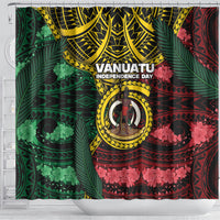 Vanuatu Independence Day Shower Curtain Boar Tusk Warrior Tribal Floral Patterns DT05 - Polynesian Pride