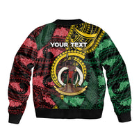 Personalised Vanuatu Independence Day Sleeve Zip Bomber Jacket Boar Tusk Warrior Tribal Floral Patterns DT05 - Polynesian Pride