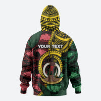 Personalised Vanuatu Independence Day Zip Hoodie Boar Tusk Warrior Tribal Floral Patterns DT05 - Polynesian Pride