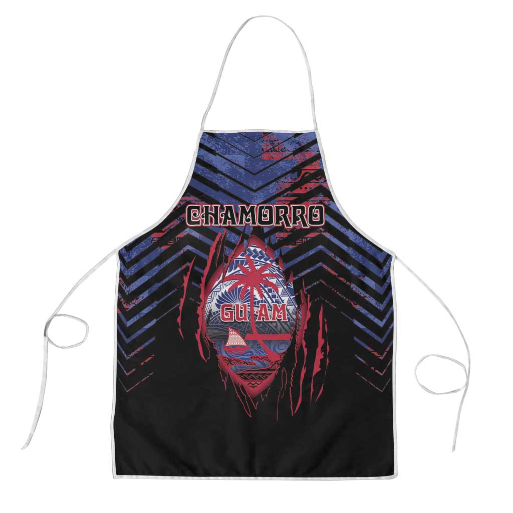 Guam Apron Chamorro Seal Tribal Scratch Design DT05 Navy - Polynesian Pride