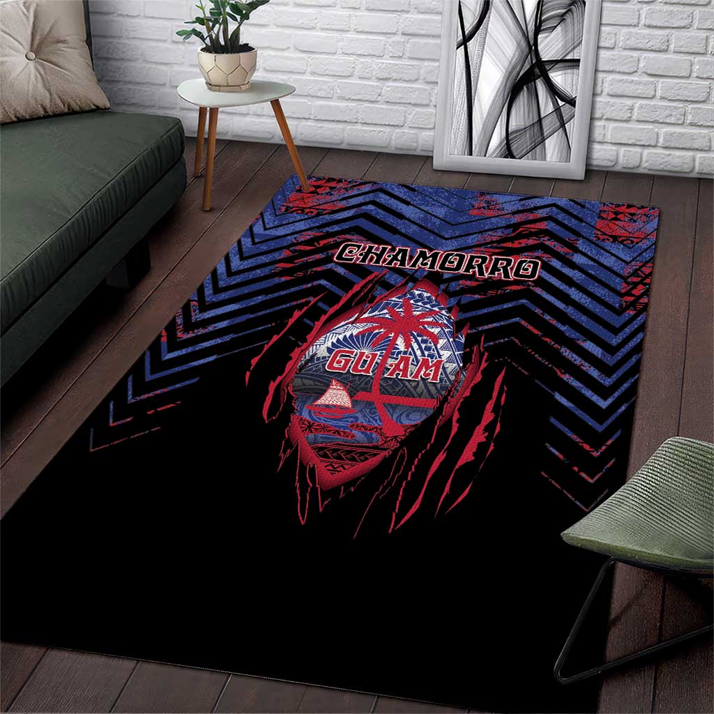 Guam Area Rug Chamorro Seal Tribal Scratch Design DT05 Navy - Polynesian Pride