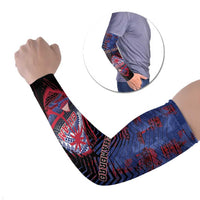 Guam Arm Sleeves Chamorro Seal Tribal Scratch Design DT05 Set of 2 Navy - Polynesian Pride
