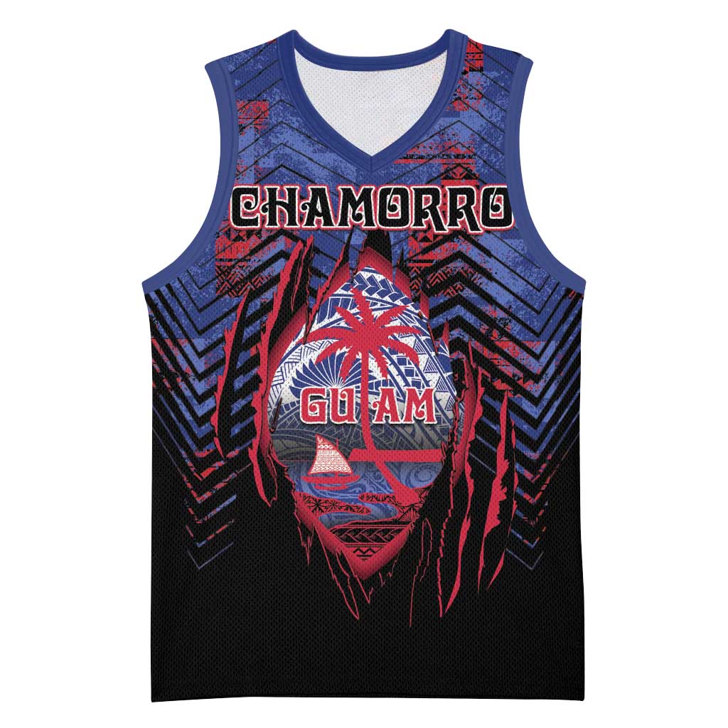 Personalised Guam Basketball Jersey Chamorro Seal Tribal Scratch Design DT05 Unisex Navy - Polynesian Pride
