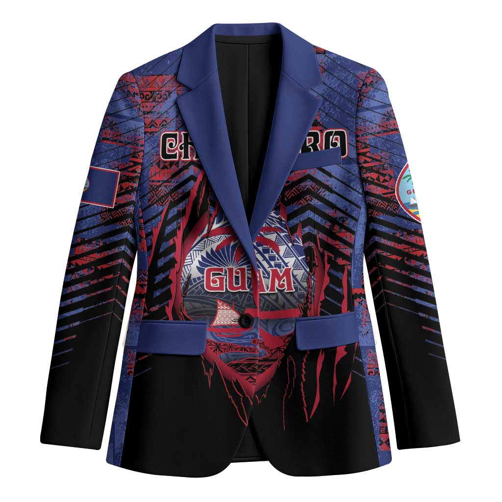 Personalised Guam Blazer Chamorro Seal Tribal Scratch Design DT05 Unisex Navy - Polynesian Pride