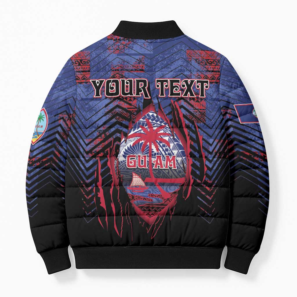 Personalised Guam Bomber Puffer Jacket Chamorro Seal Tribal Scratch Design DT05 - Polynesian Pride