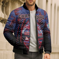 Personalised Guam Bomber Puffer Jacket Chamorro Seal Tribal Scratch Design DT05 - Polynesian Pride