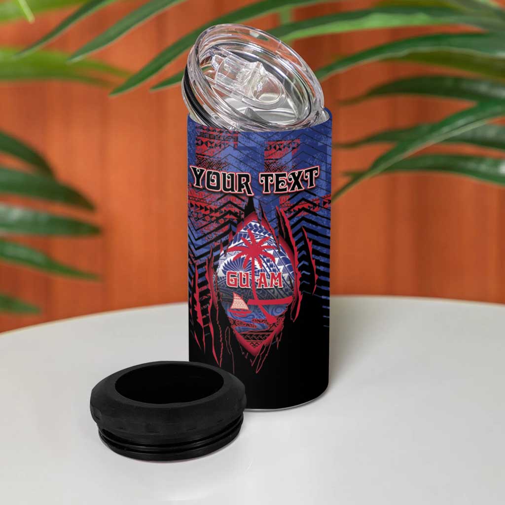 Personalised Guam 4 in 1 Can Cooler Tumbler Chamorro Seal Tribal Scratch Design DT05 - Polynesian Pride