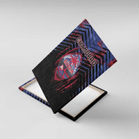 Guam Canvas Wall Art Chamorro Seal Tribal Scratch Design DT05 With Frame Navy - Polynesian Pride