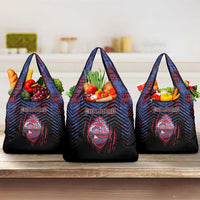 Guam Grocery Bag Chamorro Seal Tribal Scratch Design DT05 3-pack One Size Navy - Polynesian Pride