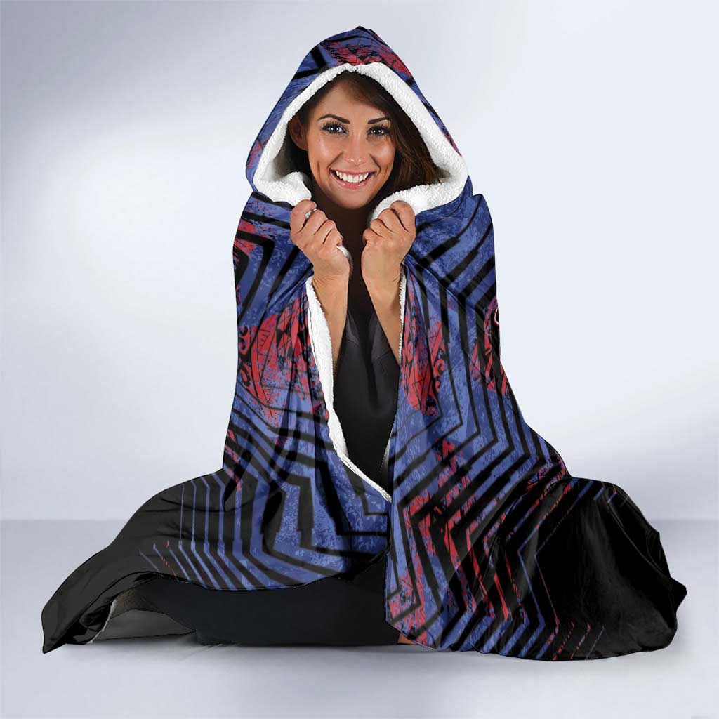 Guam Hooded Blanket Chamorro Seal Tribal Scratch Design DT05 - Polynesian Pride