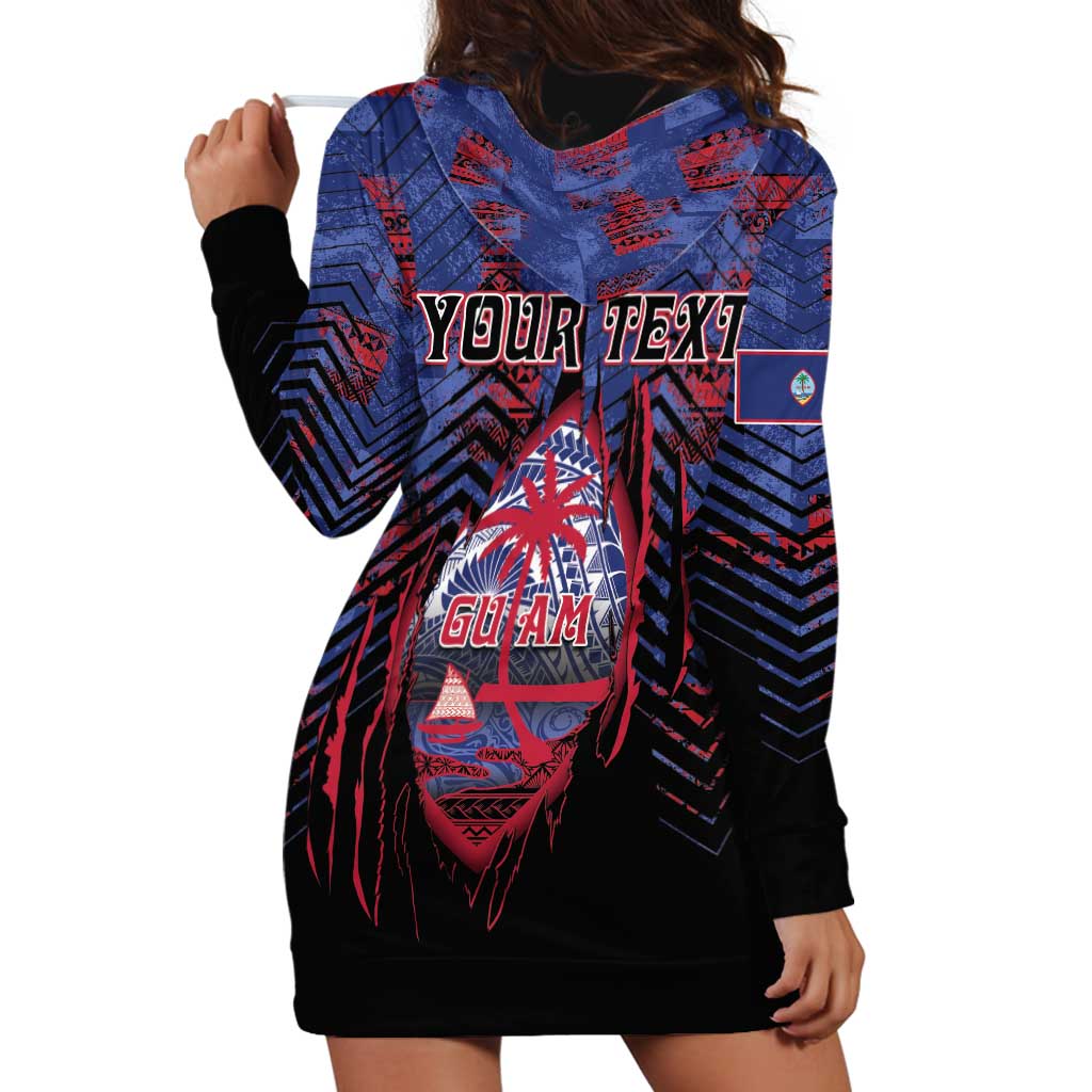 Personalised Guam Hoodie Dress Chamorro Seal Tribal Scratch Design DT05 - Polynesian Pride