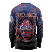 Personalised Guam Long Sleeve Shirt Chamorro Seal Tribal Scratch Design DT05 - Polynesian Pride