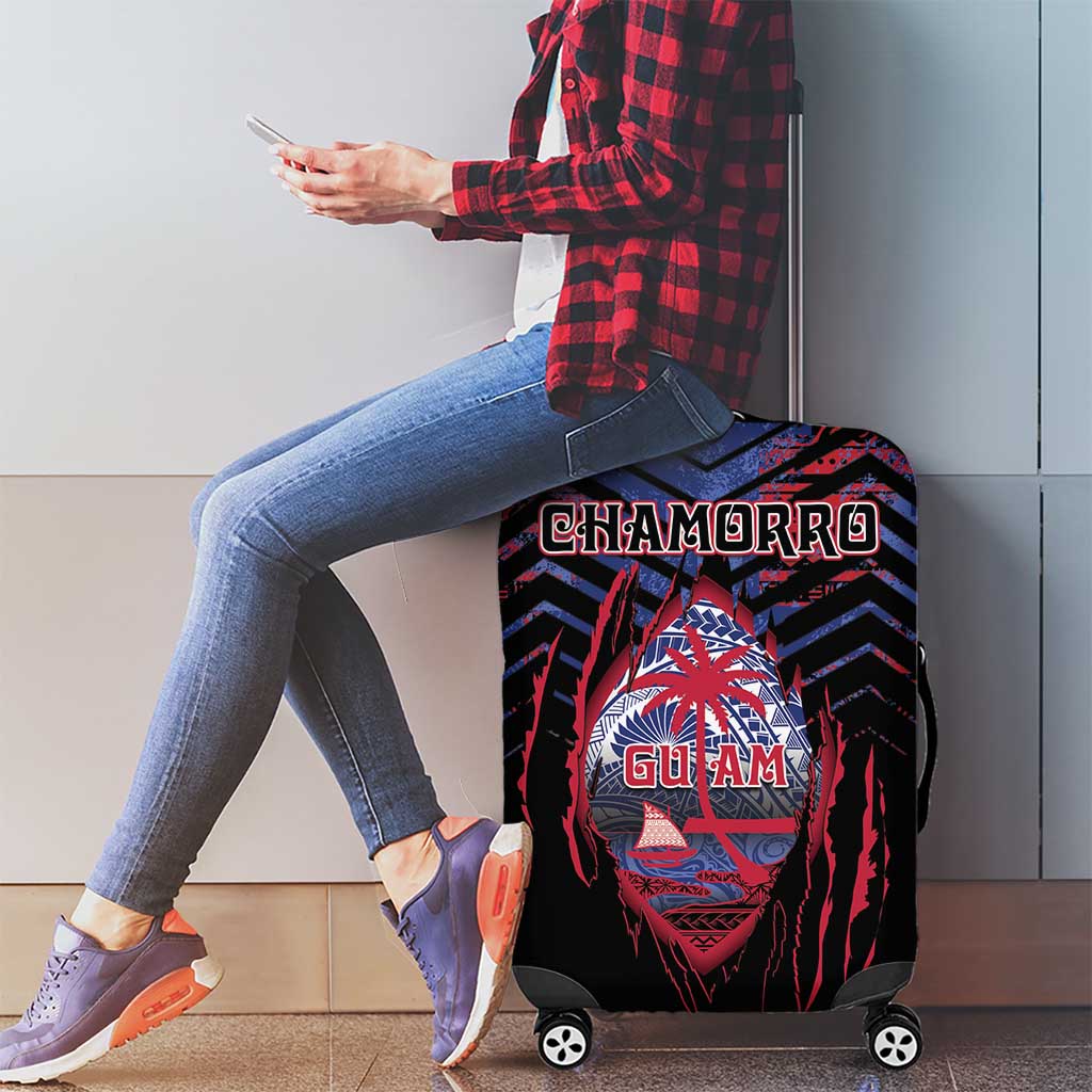 Guam Luggage Cover Chamorro Seal Tribal Scratch Design DT05 - Polynesian Pride